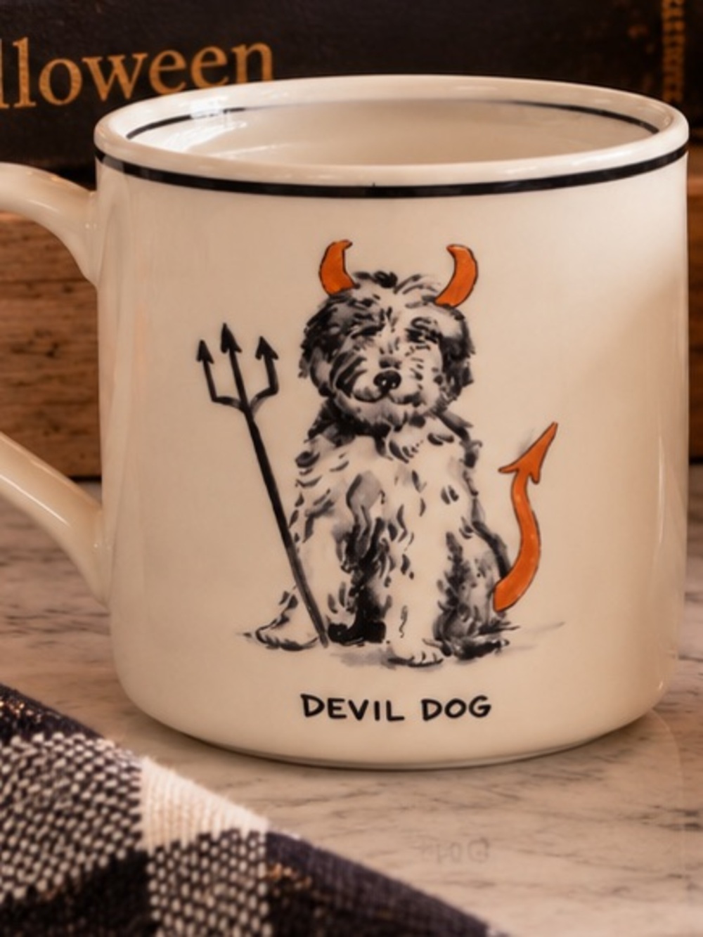 Molly Hatch Anthropologie Devil Dog Halloween Mug New